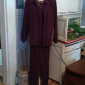 City Girl by Nancy Bolen purple 3 piece pant suit